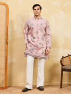 Luxury Pink Viscose Silk Kurta Ensemble for Celebrations
