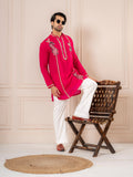 Rani Pink Tissue Thread Embroidered Kurta | Tulip Designer
