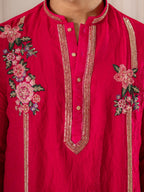 Rani Pink Tissue Thread Embroidered Kurta | Tulip Designer
