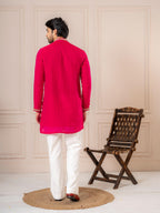 Rani Pink Tissue Thread Embroidered Kurta | Tulip Designer

