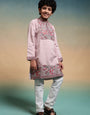 Luxury Pink Viscose Silk Embroidered Kurta Set For Festival