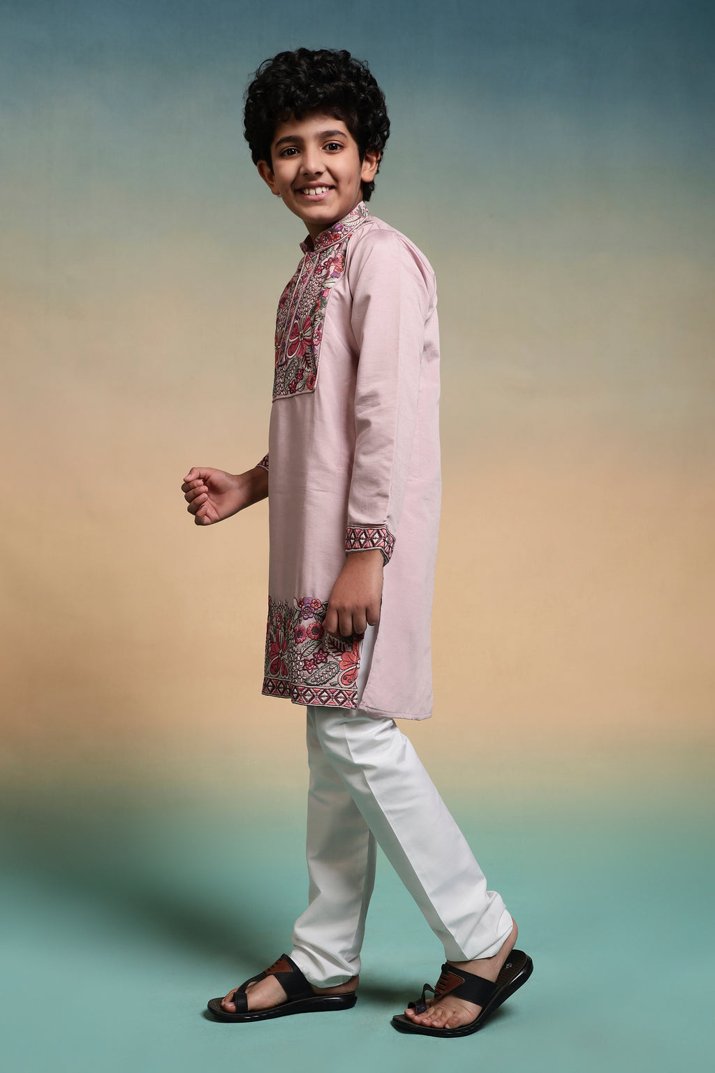 Luxury Pink Viscose Silk Embroidered Kurta Set For Festival