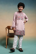 Luxury Pink Viscose Silk Embroidered Kurta Set For Festival