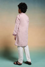 Luxury Pink Viscose Silk Embroidered Kurta Set For Festival