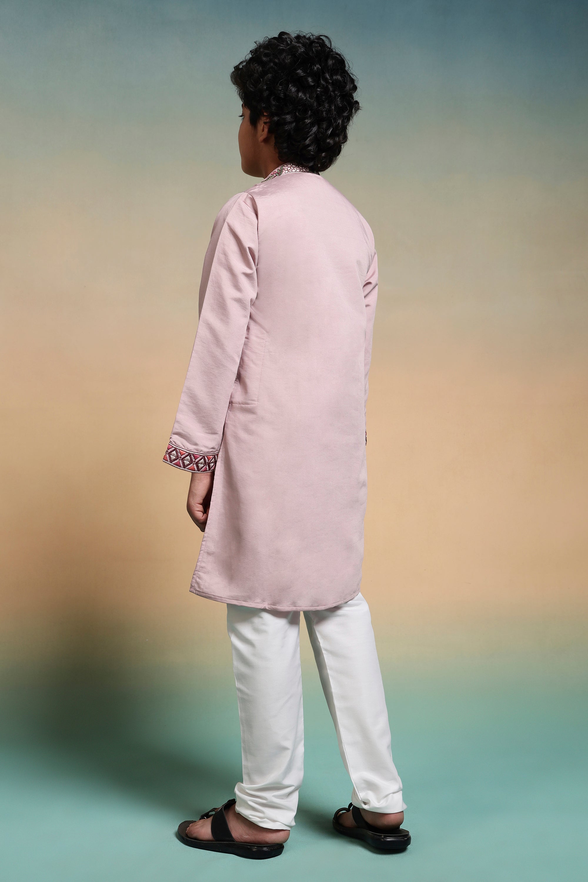 Luxury Pink Viscose Silk Embroidered Kurta Set For Festival