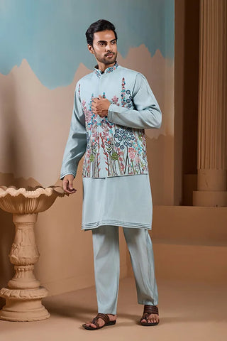 Unique Pista Color Koti Kurta Set for Men’s Style