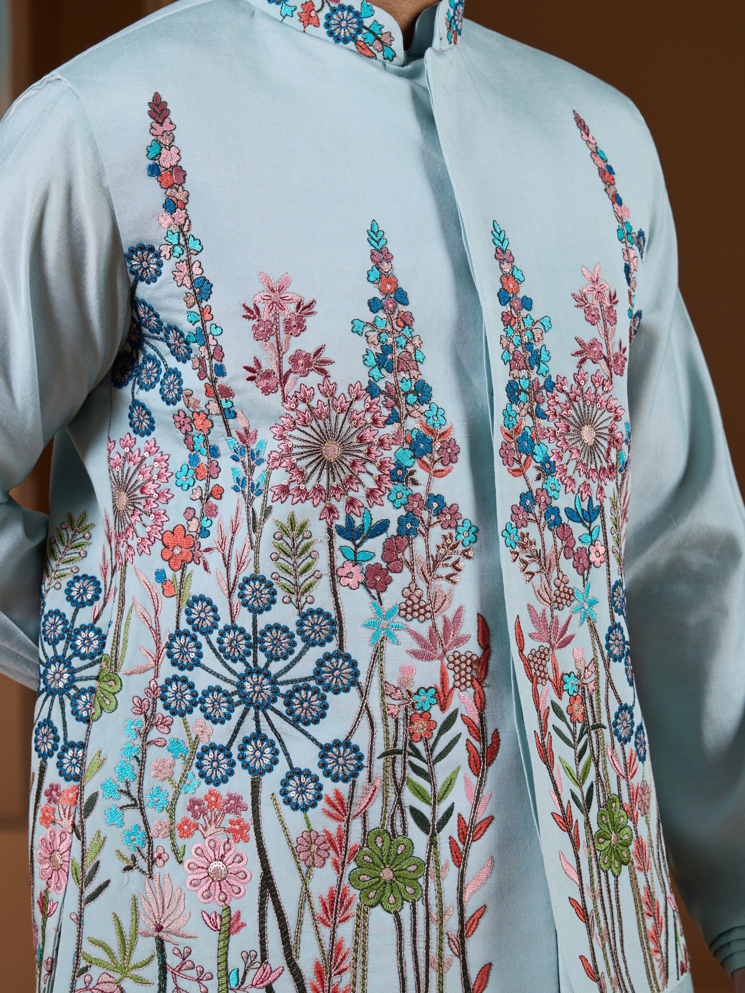 Unique Pista Color Koti Kurta Set for Men’s Style