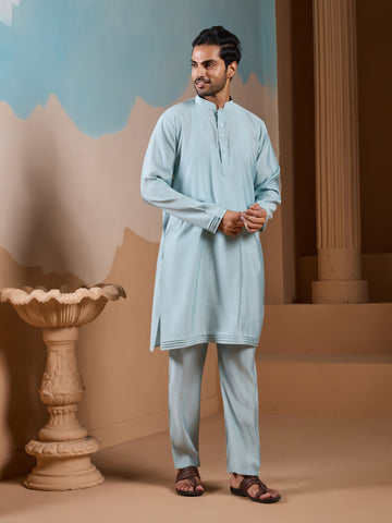 Unique Pista Color Koti Kurta Set for Men’s Style