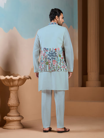 Unique Pista Color Koti Kurta Set for Men’s Style