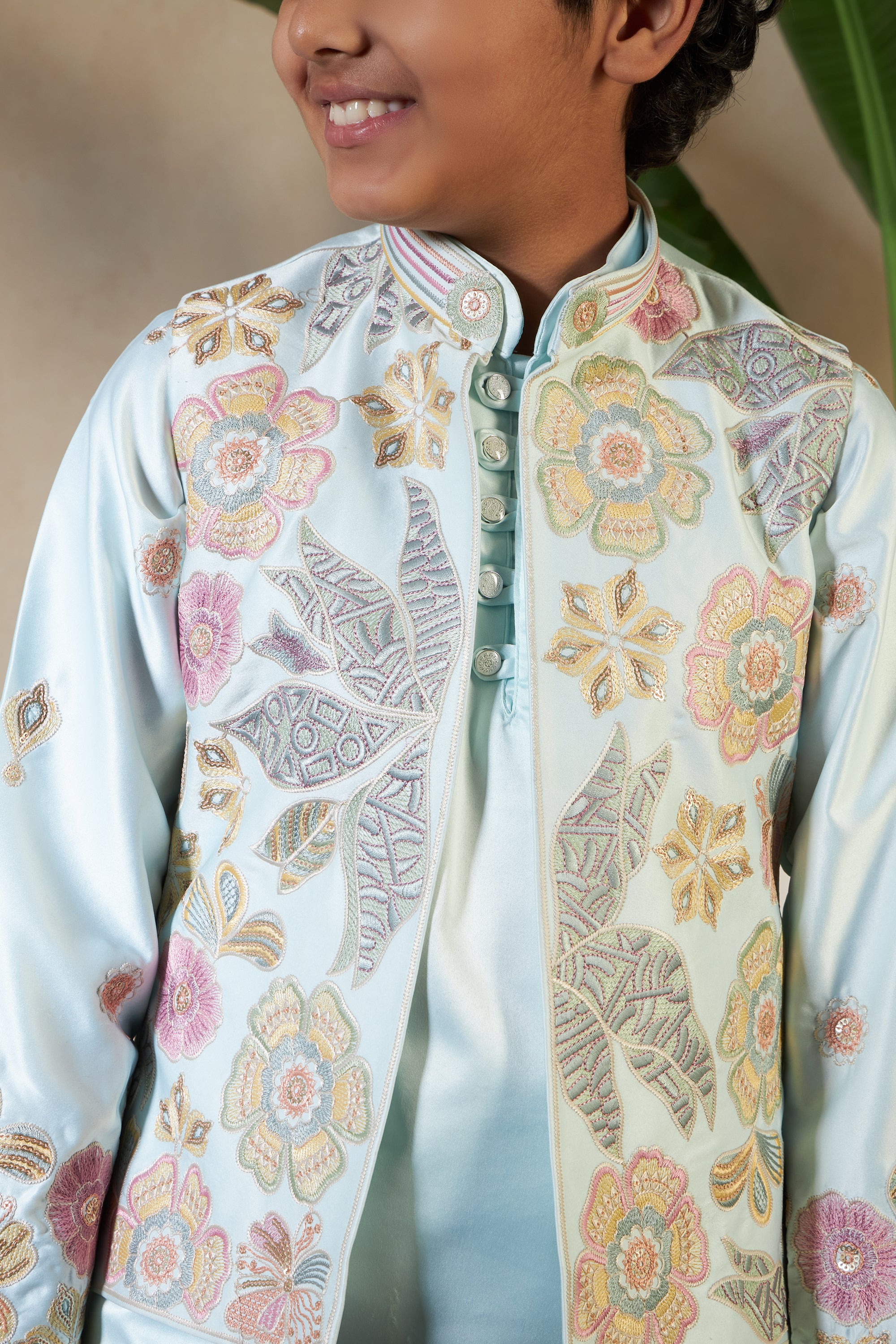 Pista Green Embroidered Carnival Set for Boys