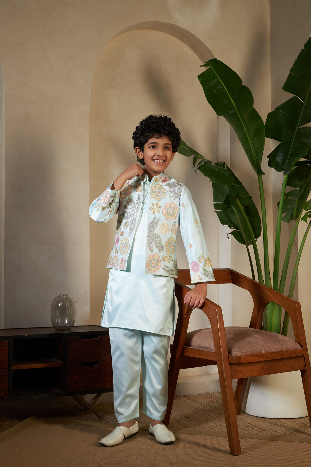Pista Green Embroidered Carnival Set for Boys
