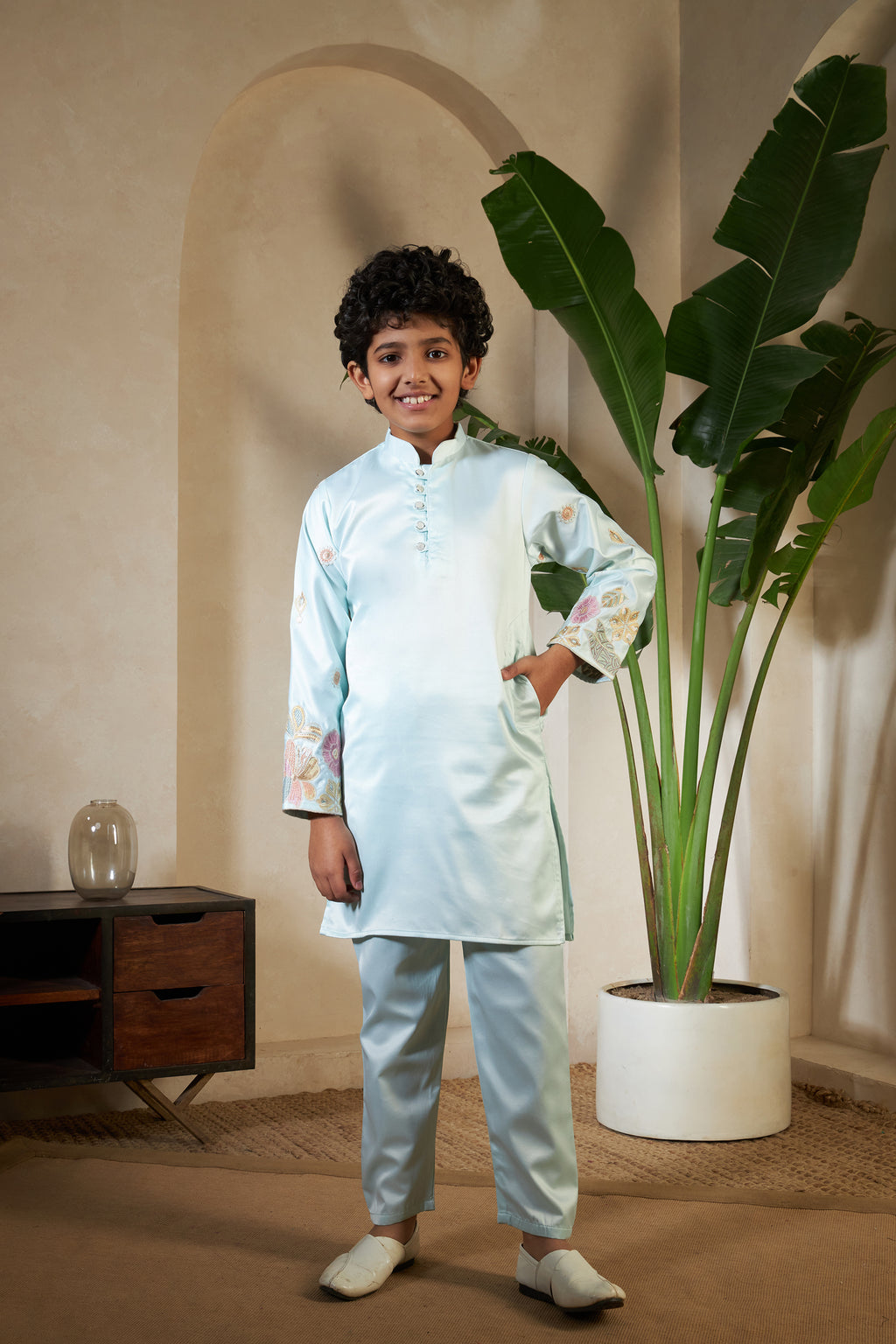 Pista Green Embroidered Carnival Set for Boys