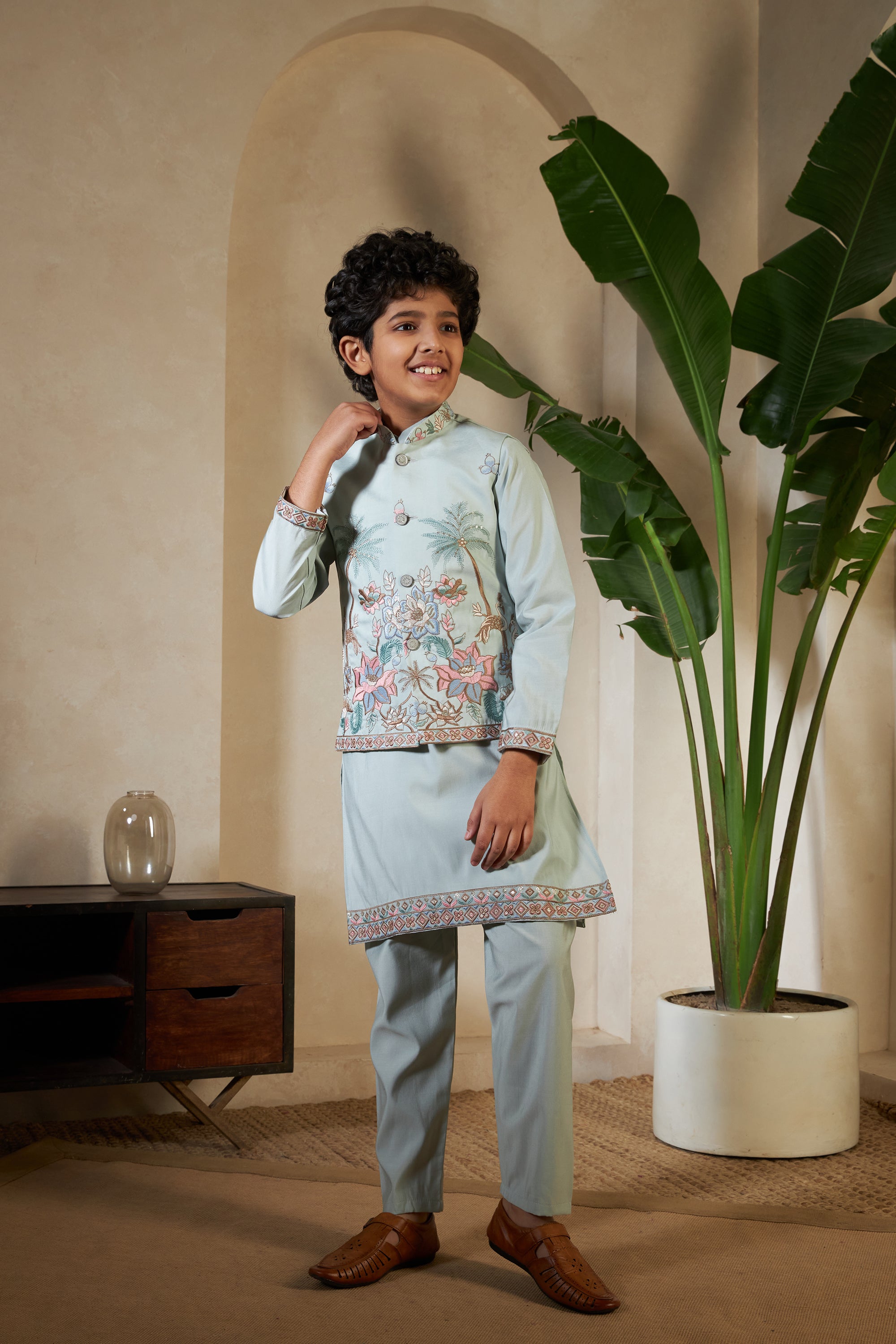 Pista Green Koti Kurta Set For Festive Wear