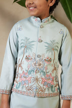 Pista Green Koti Kurta Set For Festive Wear
