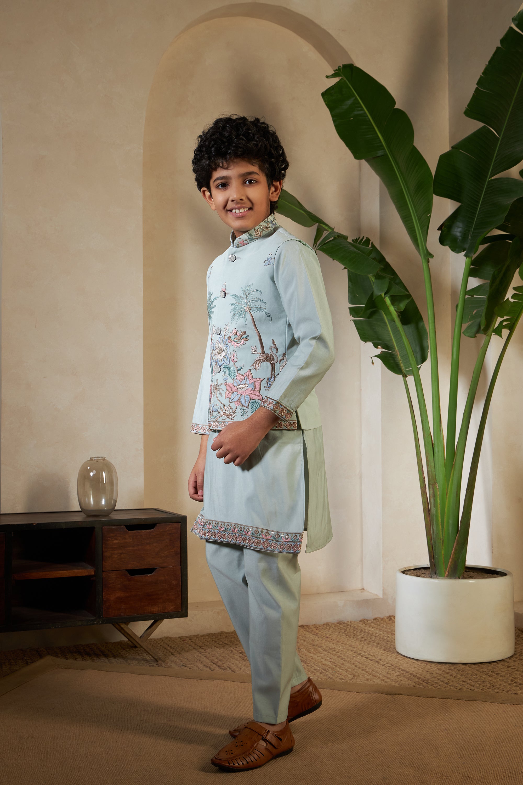 Pista Green Koti Kurta Set For Festive Wear
