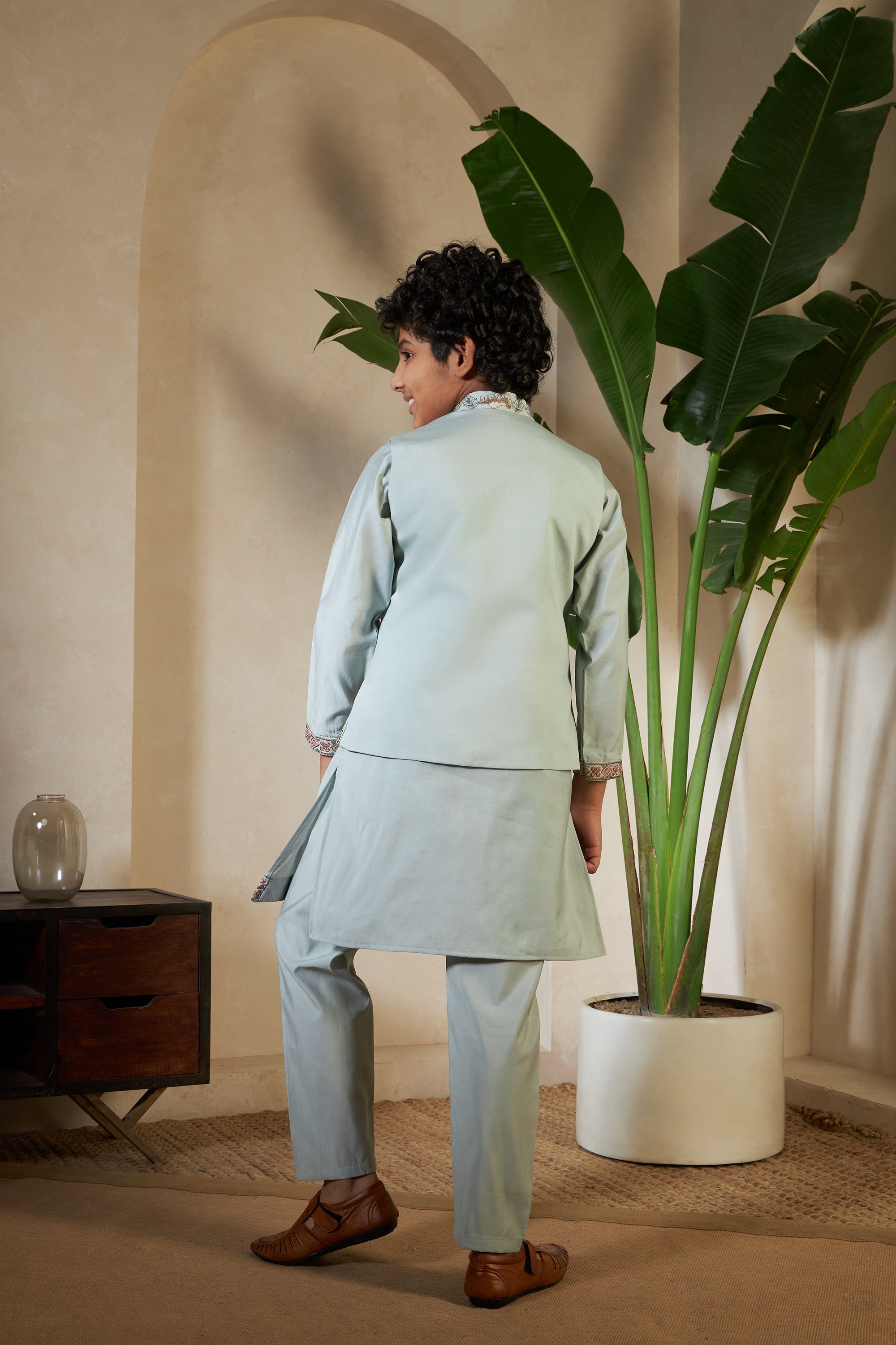 Pista Green Koti Kurta Set For Festive Wear
