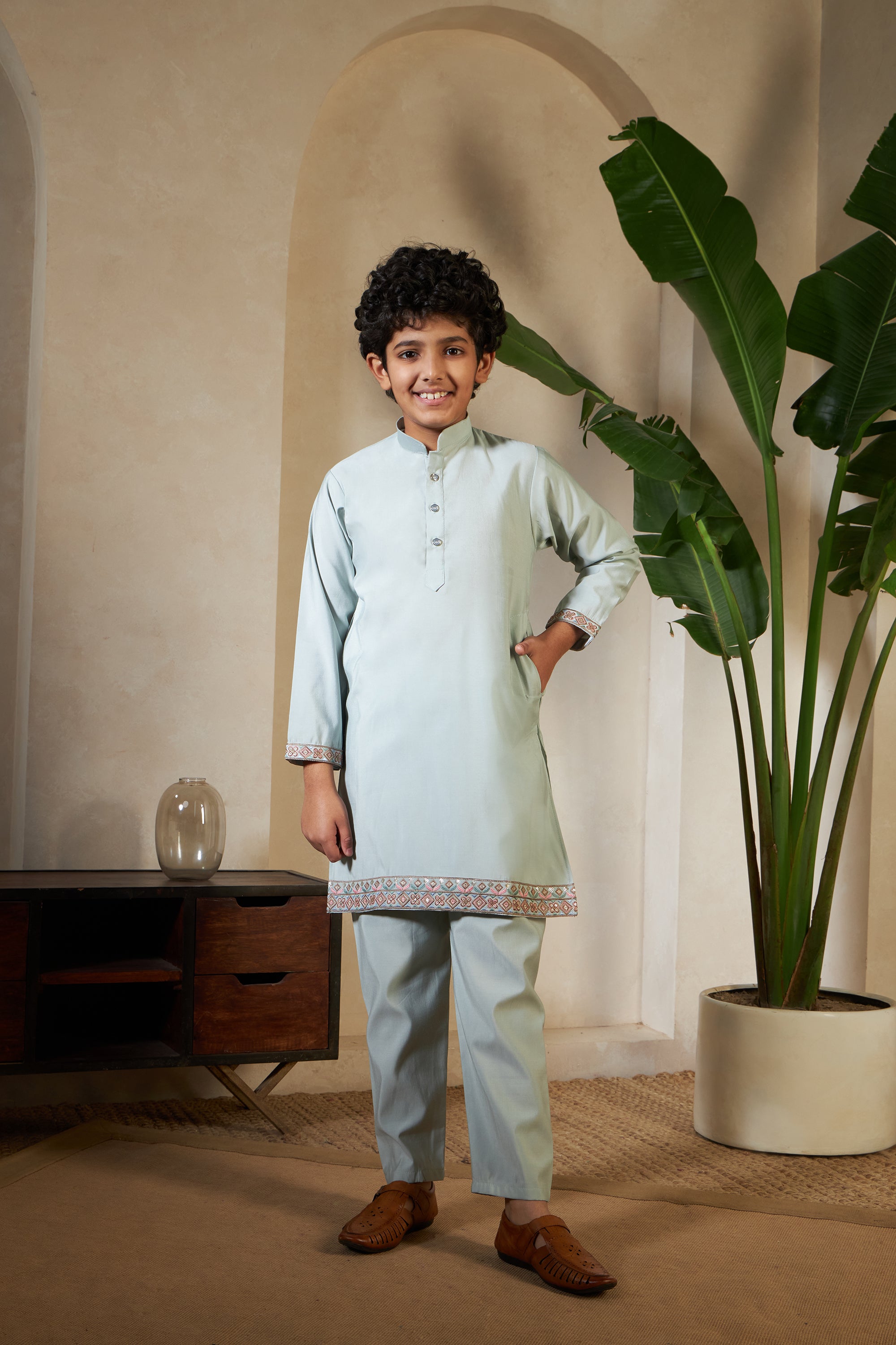 Pista Green Koti Kurta Set For Festive Wear
