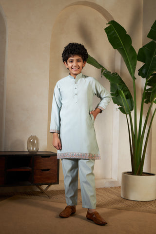 Pista Green Koti Kurta Set For Festive Wear
