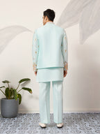 Luxury Wedding & Carnival Wear Pista Green Koti Kurta for Men
