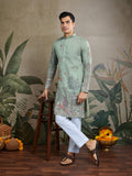 Premium Pista Green Viscose Silk party wear kurta for men