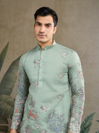 Premium Pista Green Viscose Silk party wear kurta for men