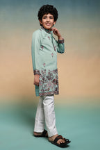 Luxury Pista Thread Sequence Embroidery Work Kurta Pant Set