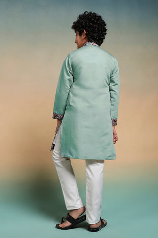 Luxury Pista Thread Sequence Embroidery Work Kurta Pant Set