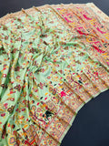 Woebegone Pista Pashmina Saree With Flattering Blouse Piece