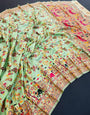 Woebegone Pista Pashmina Saree With Flattering Blouse Piece