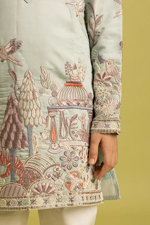 Trendy Pista Color Vantara Designer Kids Kurta Set