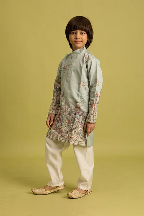 Trendy Pista Color Vantara Designer Kids Kurta Set