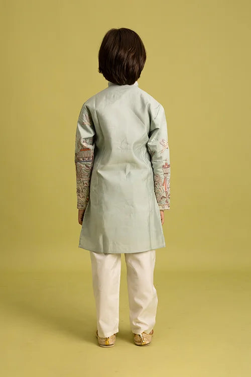 Trendy Pista Color Vantara Designer Kids Kurta Set