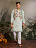 Pista Color Wedding Special Kurta Design for Mens Wear