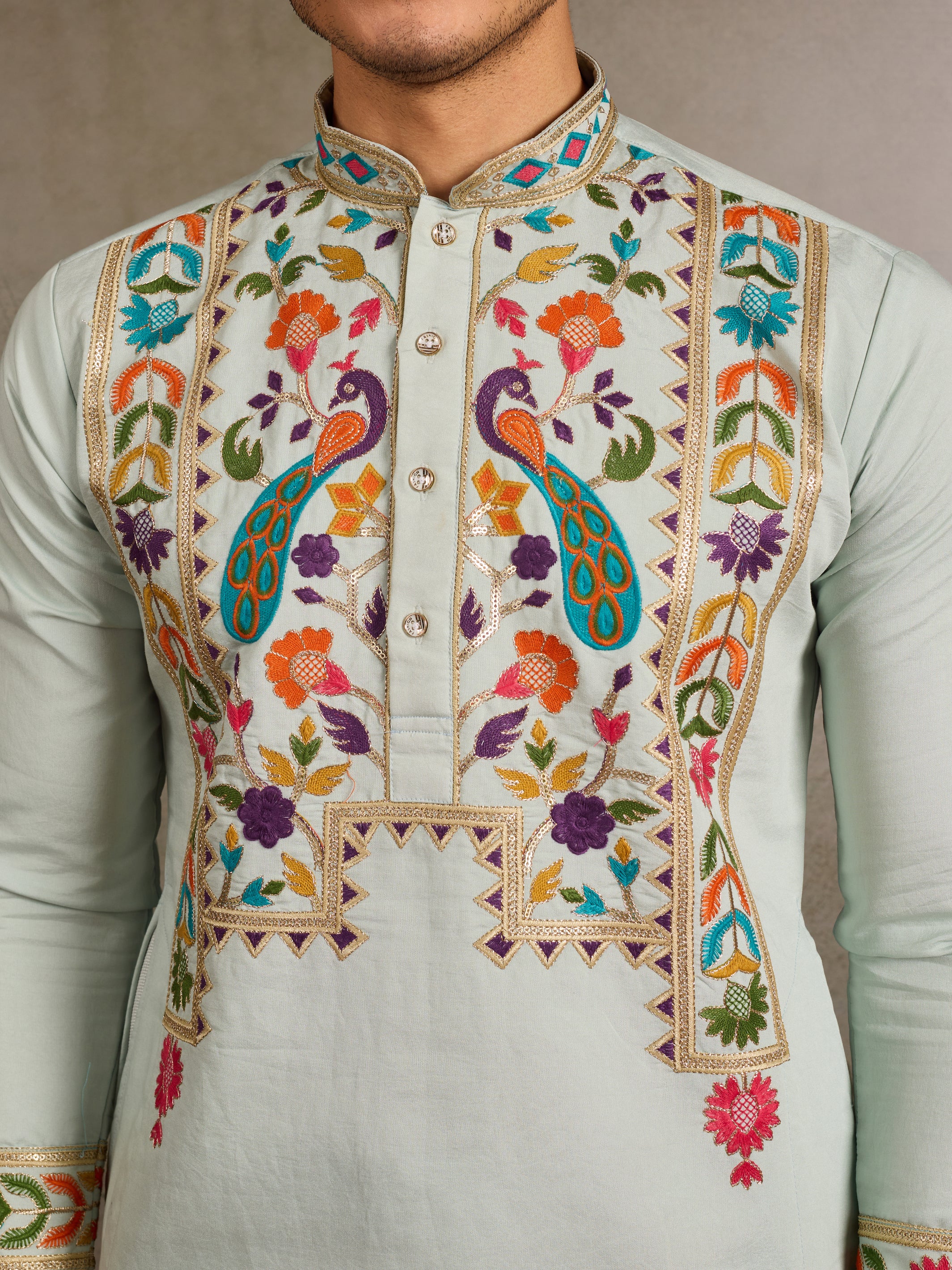 Pista Color Wedding Special Kurta Design for Mens Wear