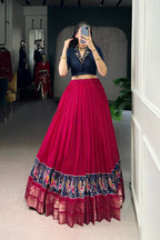 TILTON POLY COTTON PRINTED ZARI WEAVING LEHENGA WITH PURE COTTON HAND WORK BLOUSE