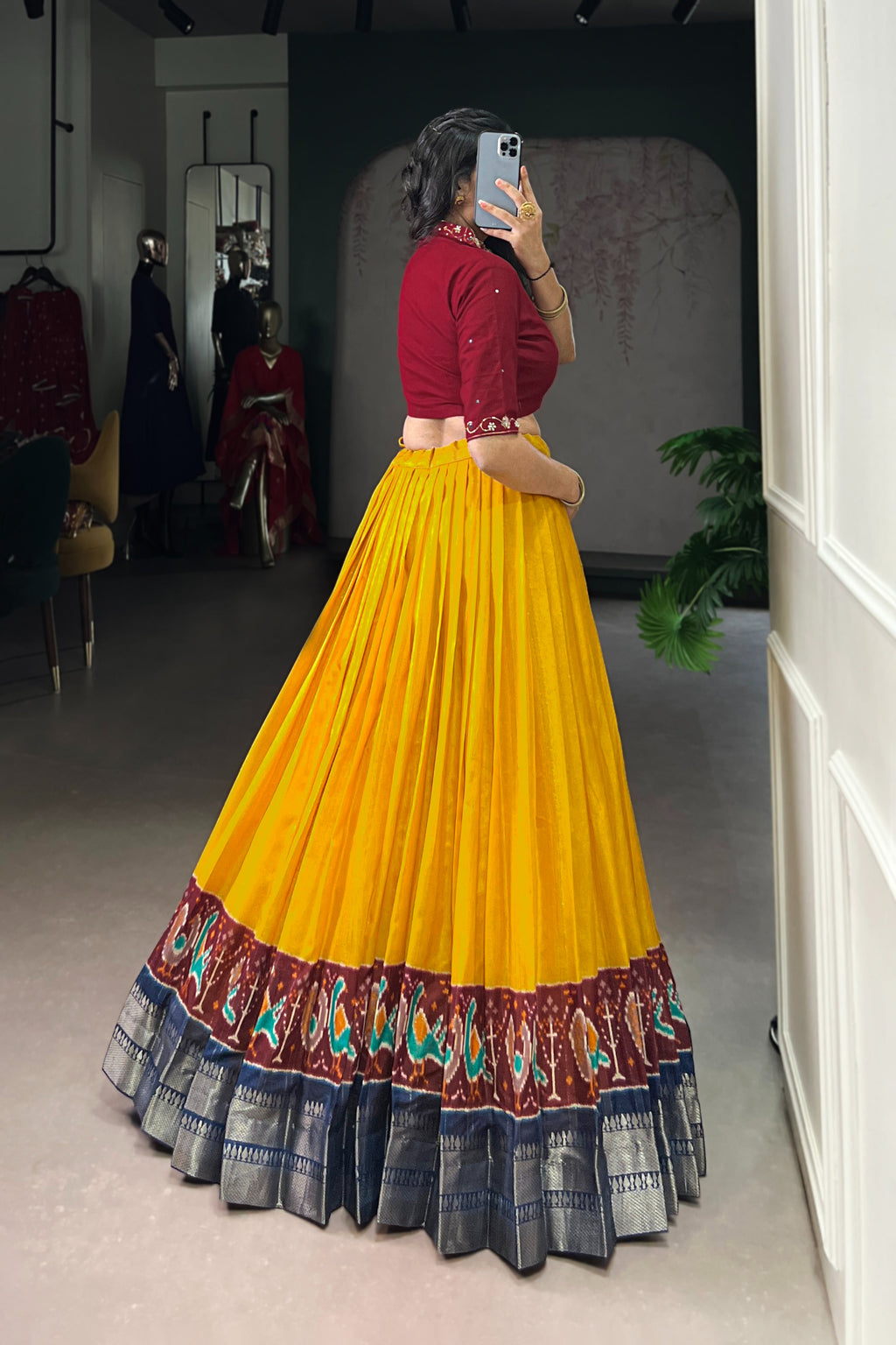 TILTON POLY COTTON PRINTED ZARI WEAVING LEHENGA WITH PURE COTTON HAND WORK BLOUSE