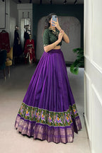 TILTON POLY COTTON PRINTED ZARI WEAVING LEHENGA WITH PURE COTTON HAND WORK BLOUSE