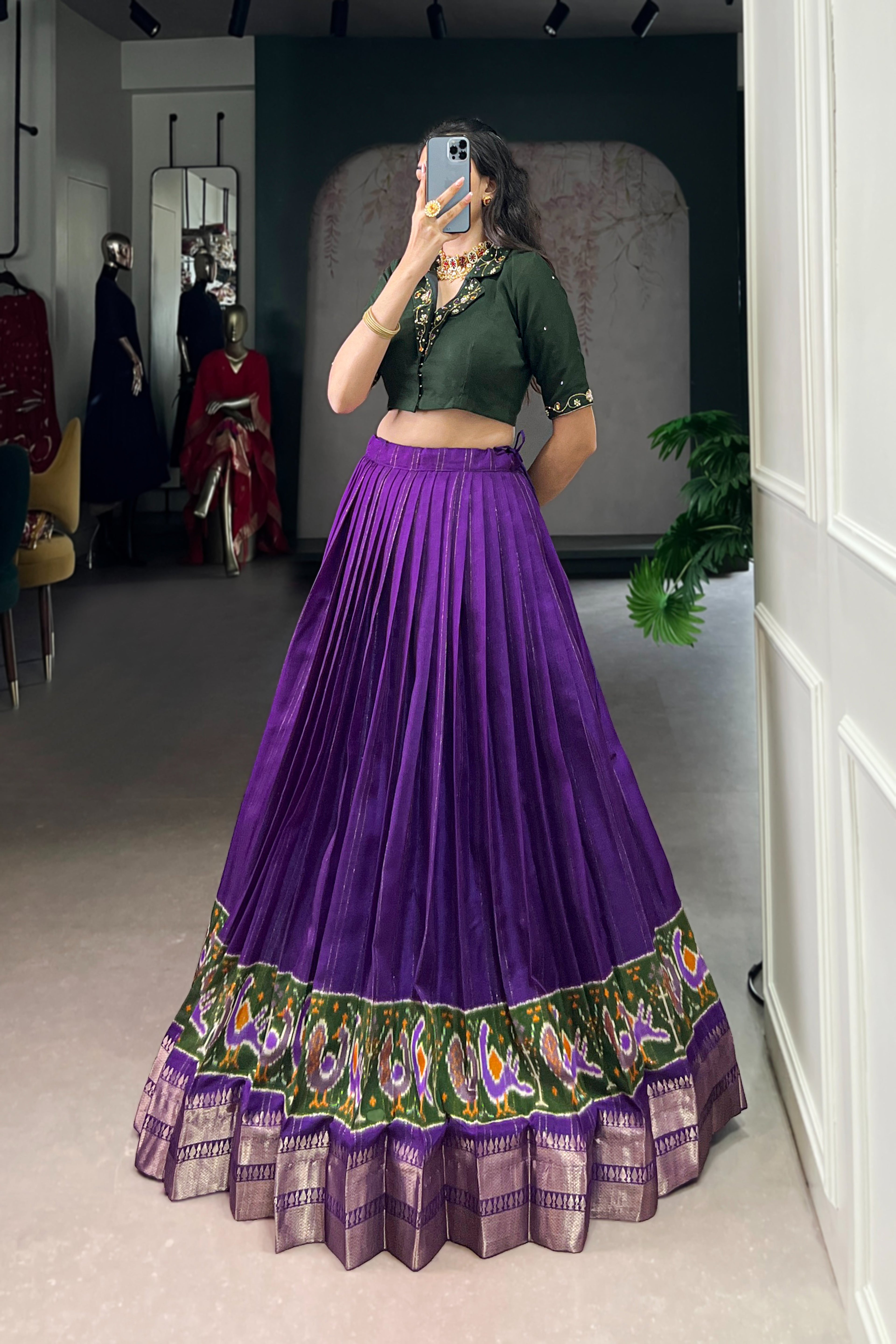 TILTON POLY COTTON PRINTED ZARI WEAVING LEHENGA WITH PURE COTTON HAND WORK BLOUSE