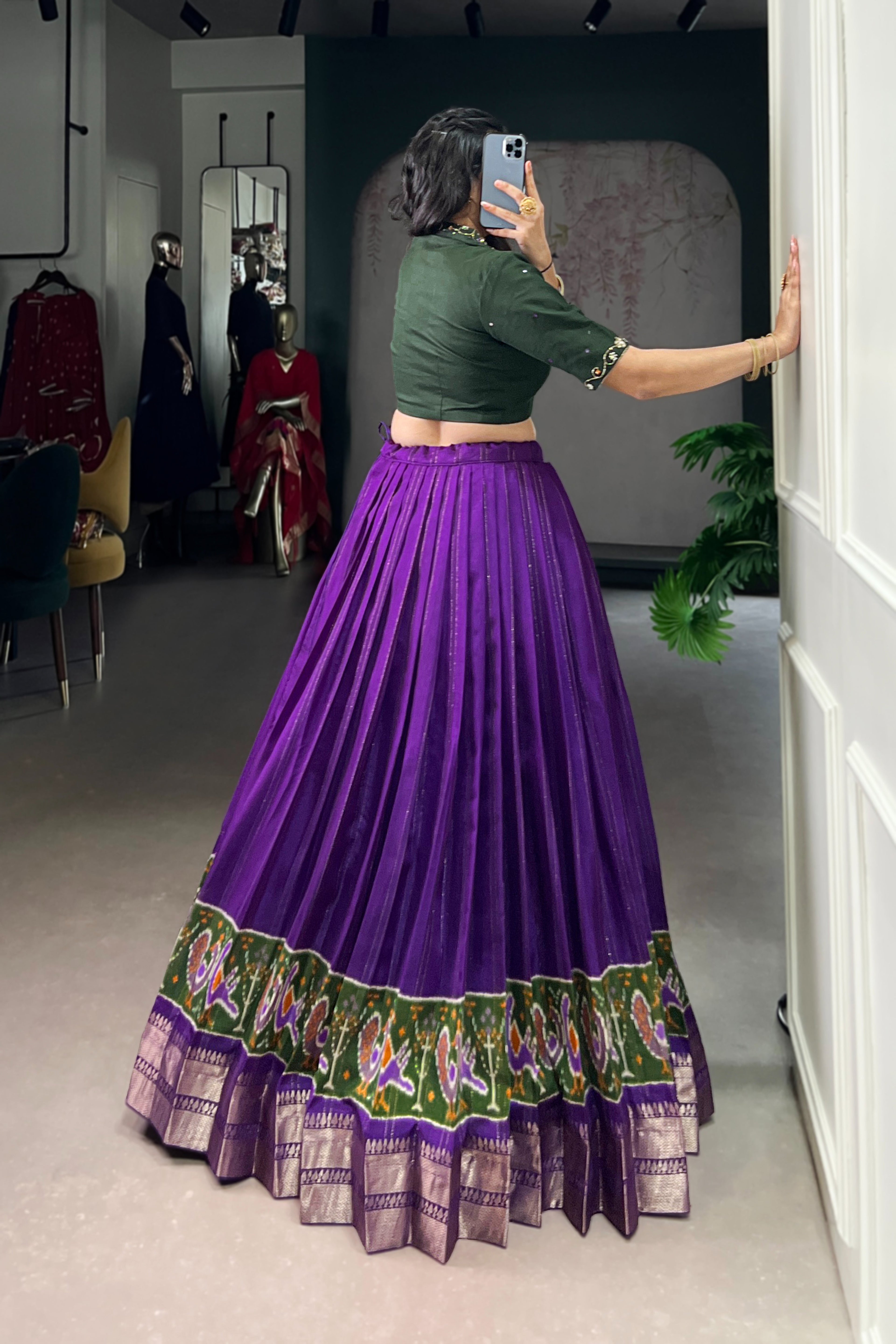 TILTON POLY COTTON PRINTED ZARI WEAVING LEHENGA WITH PURE COTTON HAND WORK BLOUSE