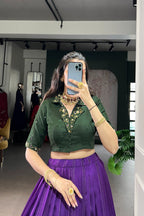 TILTON POLY COTTON PRINTED ZARI WEAVING LEHENGA WITH PURE COTTON HAND WORK BLOUSE