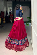 TILTON POLY COTTON PRINTED ZARI WEAVING LEHENGA WITH PURE COTTON HAND WORK BLOUSE