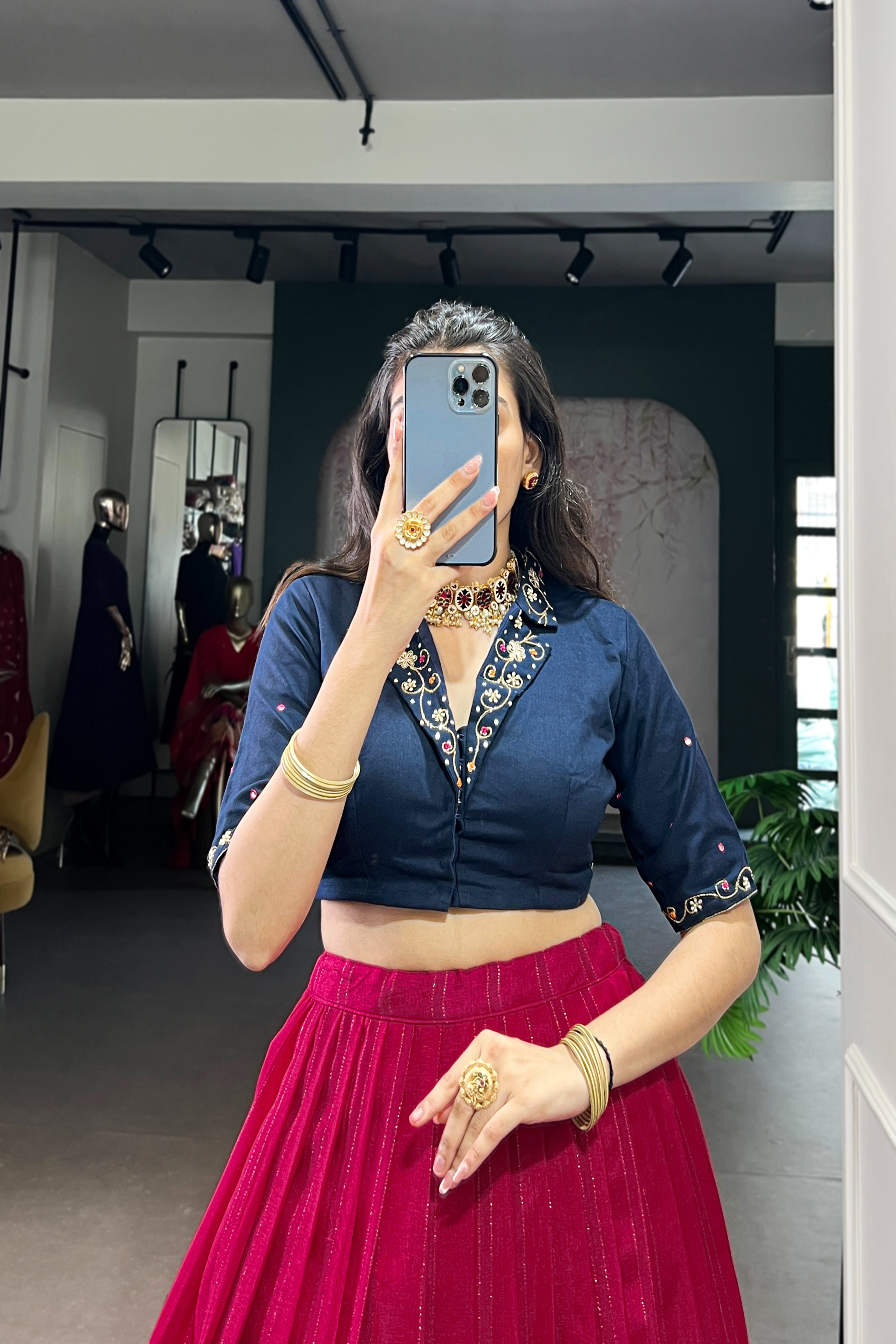 TILTON POLY COTTON PRINTED ZARI WEAVING LEHENGA WITH PURE COTTON HAND WORK BLOUSE