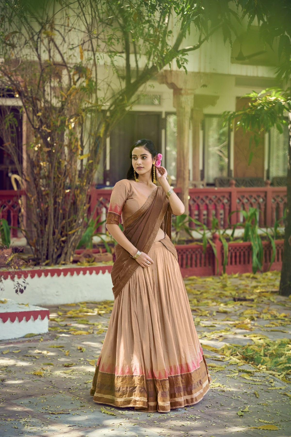 South Indian Poly Dyeable Zari Lehenga Set | Tulip Designer
