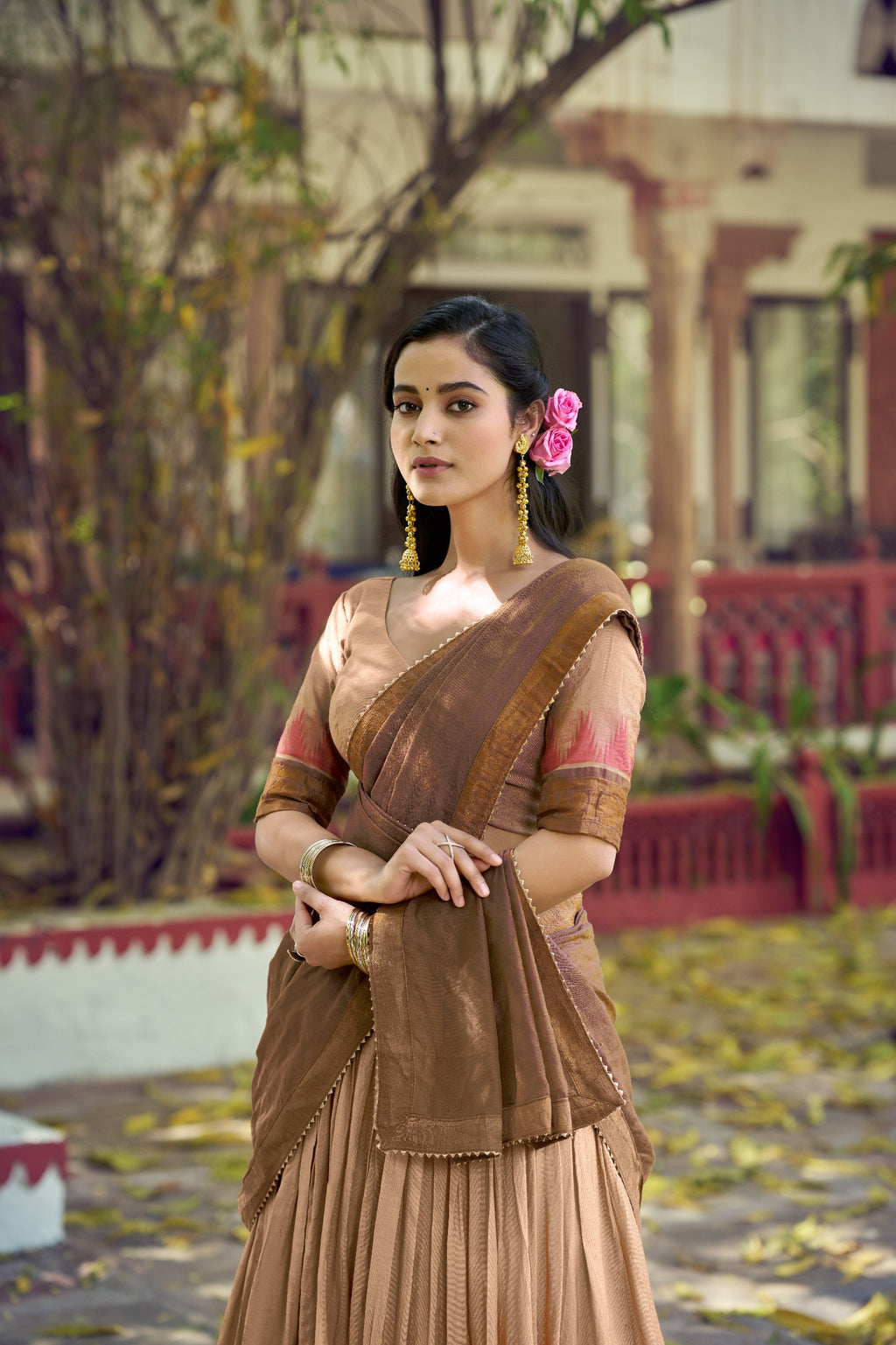 South Indian Poly Dyeable Zari Lehenga Set | Tulip Designer
