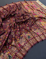 Posh Brown Pashmina Saree With Nebula Blouse Piece