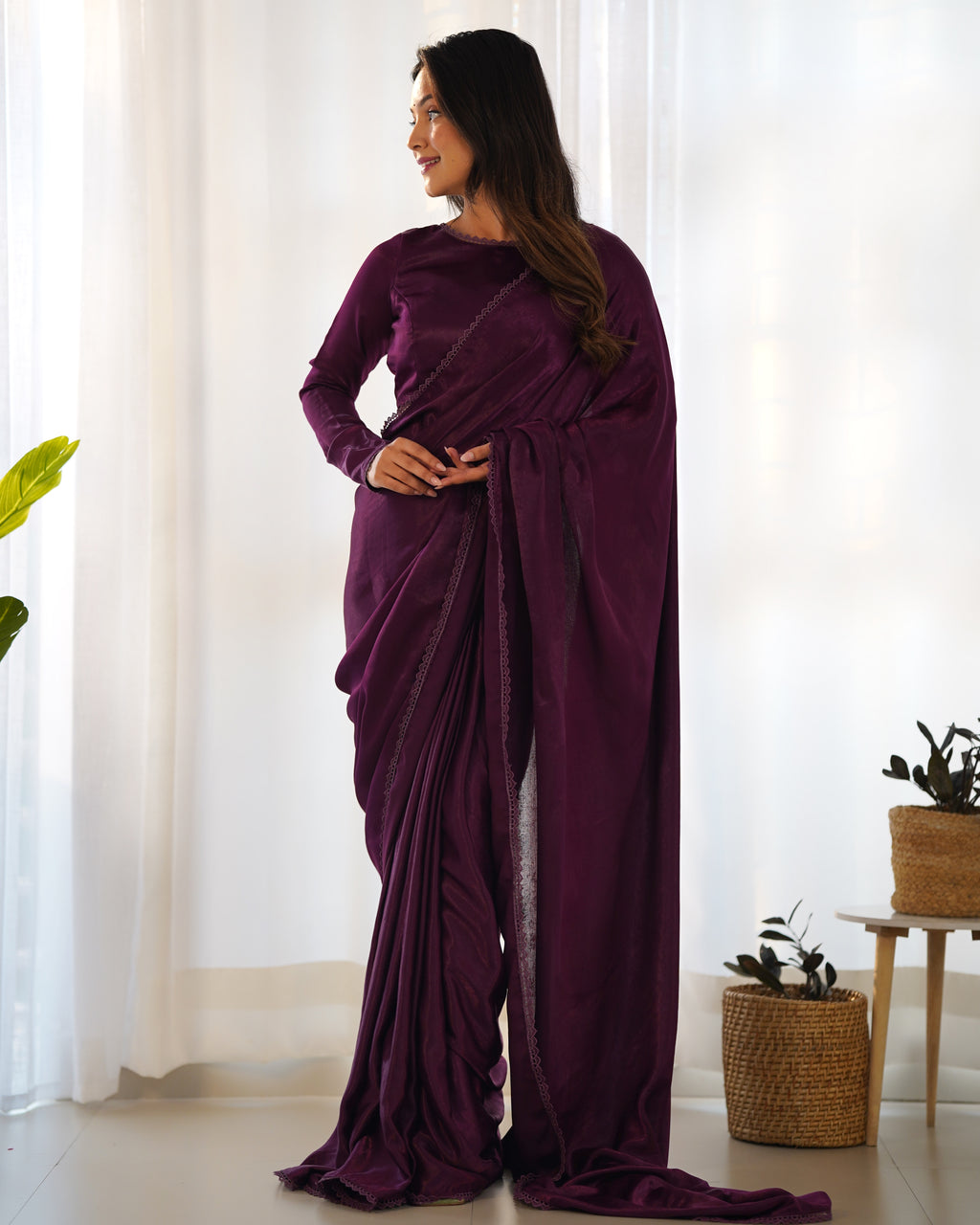 Ready To Wear Predrapped Ready To Wear Saree With Full Stitched Blouse Premium Marble Velvet Fabric
