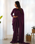 Ready To Wear Predrapped Ready To Wear Saree With Full Stitched Blouse Premium Marble Velvet Fabric
