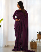 Ready To Wear Predrapped Ready To Wear Saree With Full Stitched Blouse Premium Marble Velvet Fabric
