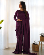 Ready To Wear Predrapped Ready To Wear Saree With Full Stitched Blouse Premium Marble Velvet Fabric
