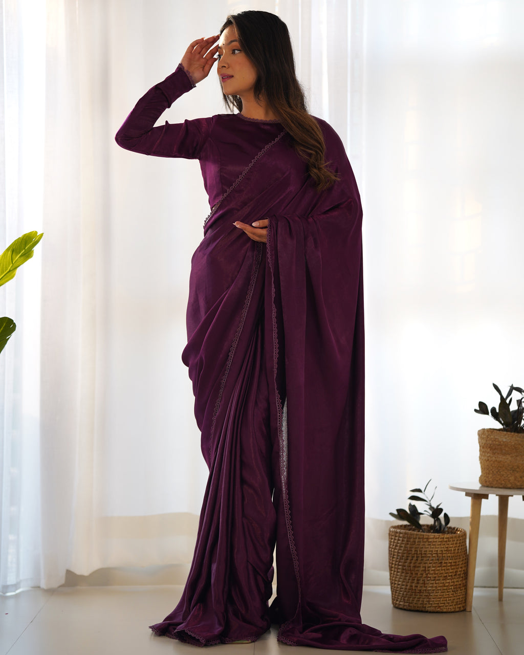 Ready To Wear Predrapped Ready To Wear Saree With Full Stitched Blouse Premium Marble Velvet Fabric
